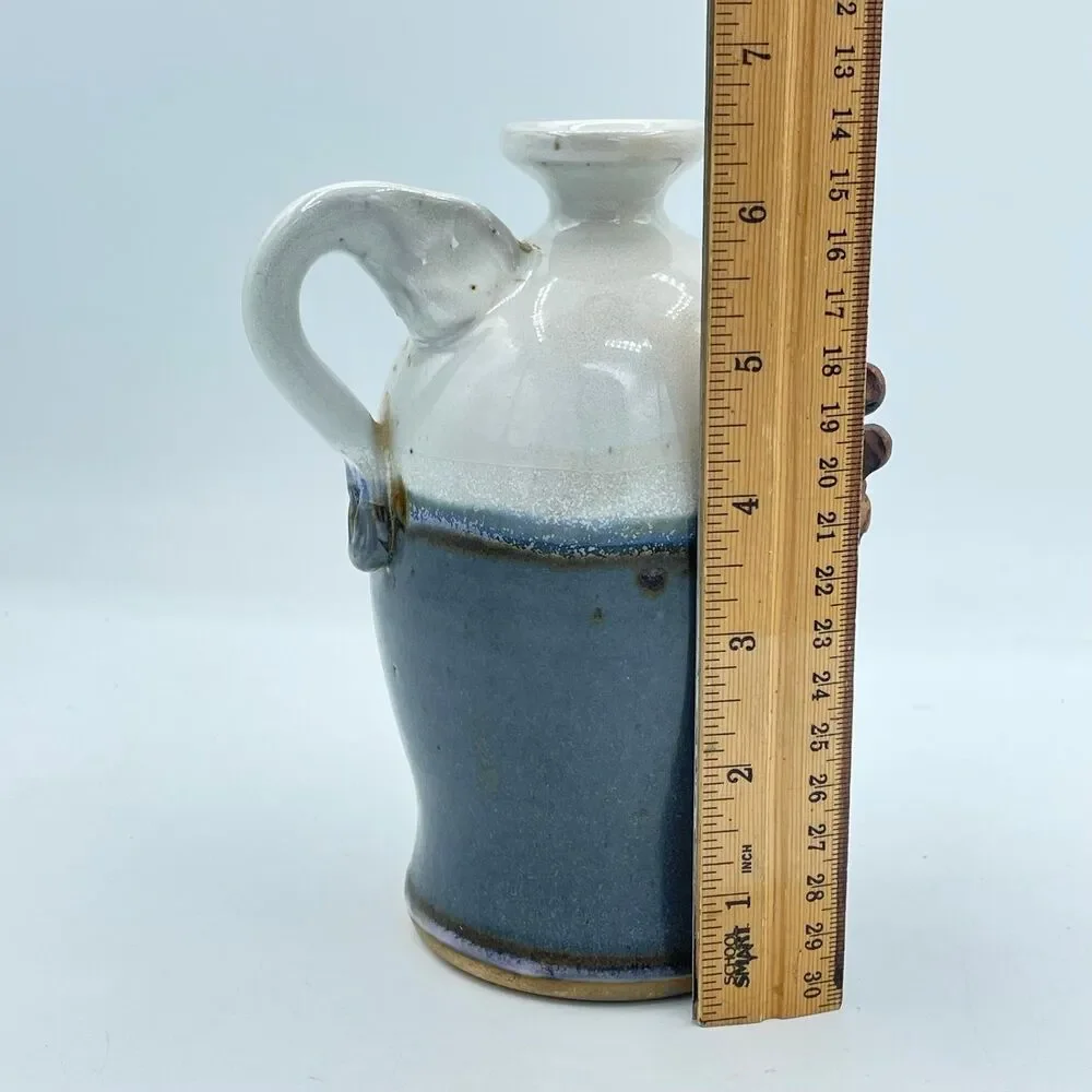 Vintage Signed Chappelle Artisan Pottery Vase Jug Pitcher Old Man Winter Face